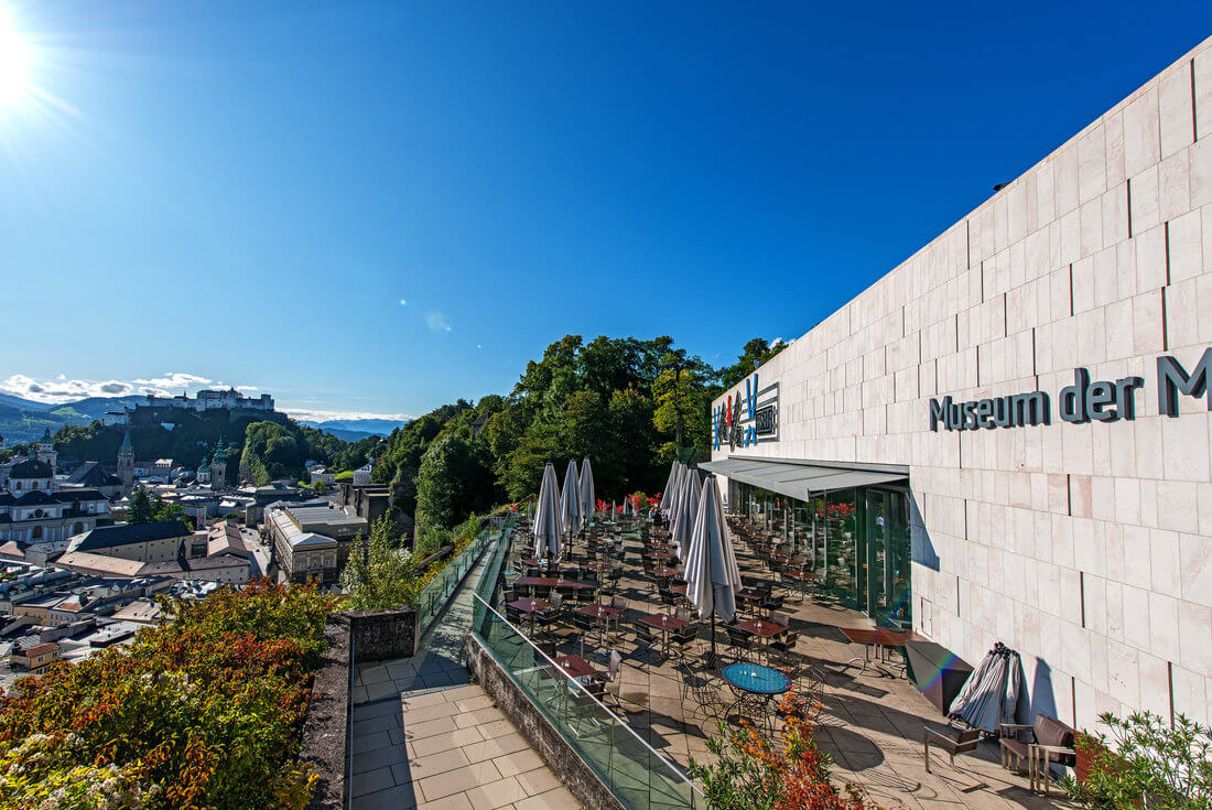 Museum der Moderne Salzburg – zeitgenössische Kunst mit Blick über die Stadt.