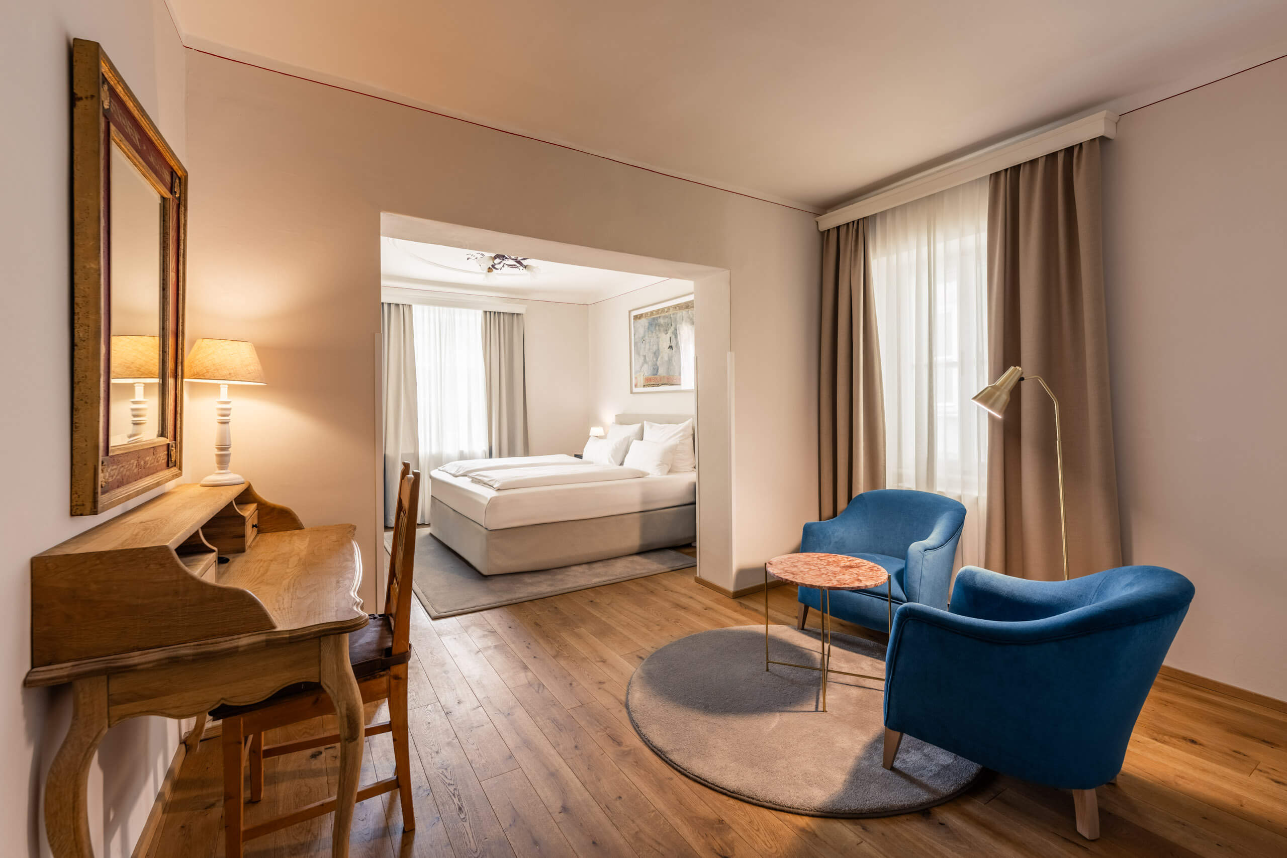 Exklusive Juniorsuite mit elegantem Interieur im Boutiquehotel an der Linzergasse.